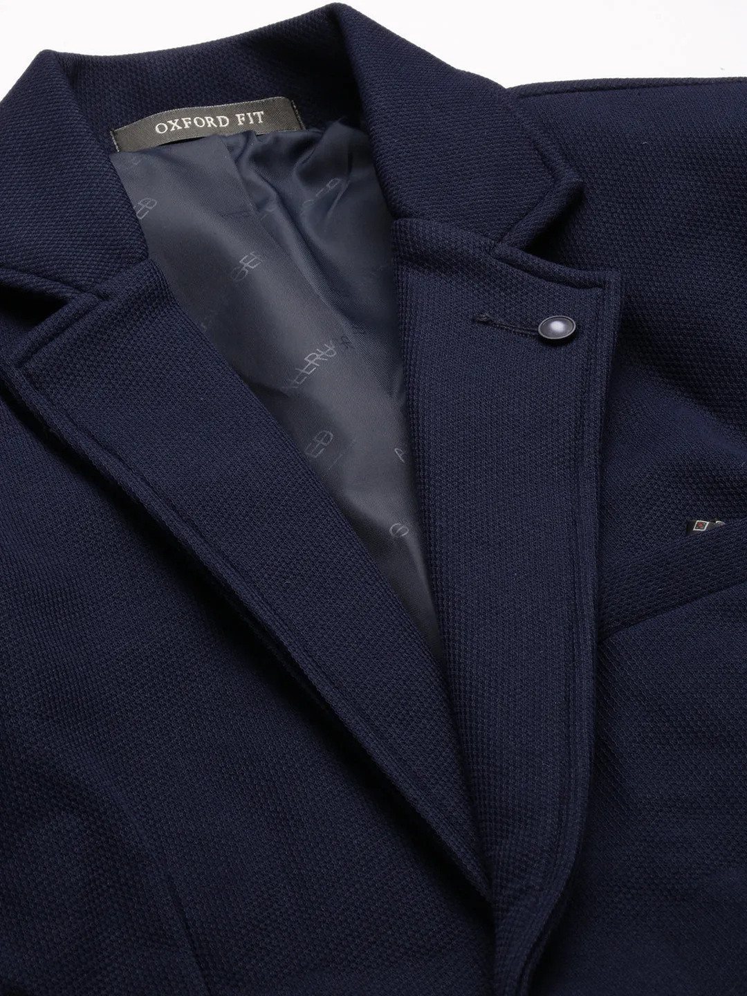 Men Navy Blue Single-Breasted Casual Blazers
