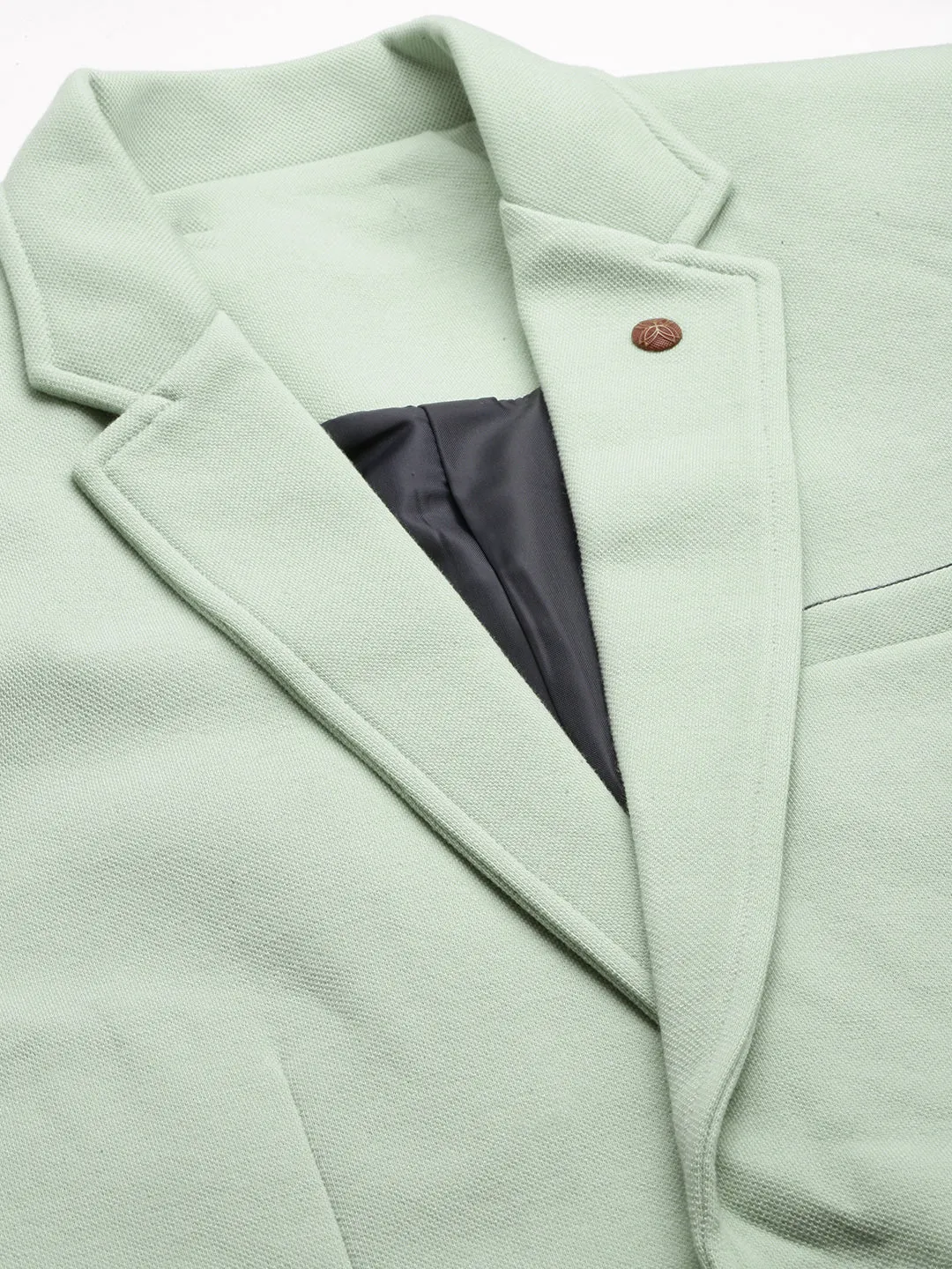 Men Sea Green Single-Breasted Blazers