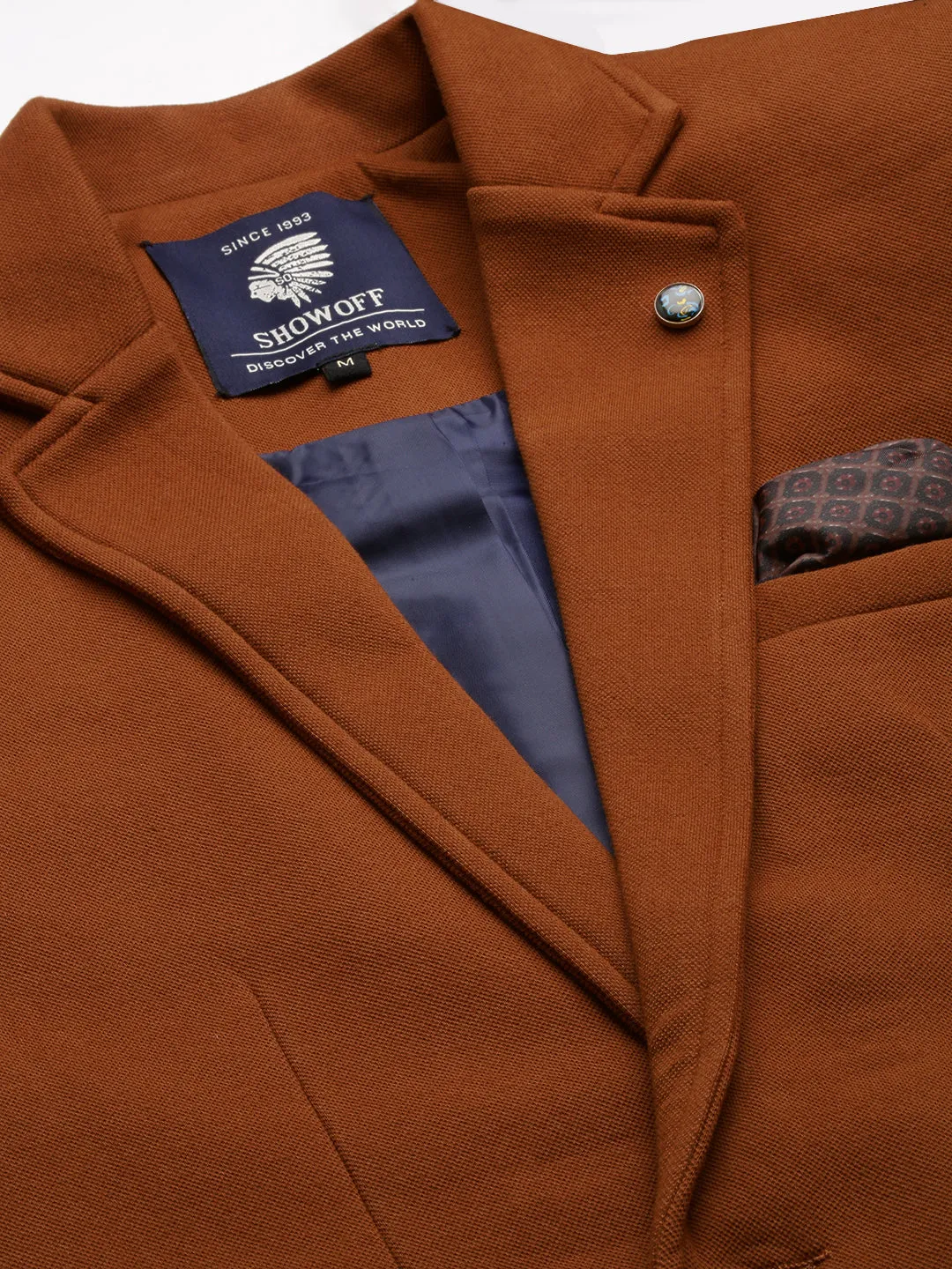 Men Tan Single-Breasted Casual Blazers