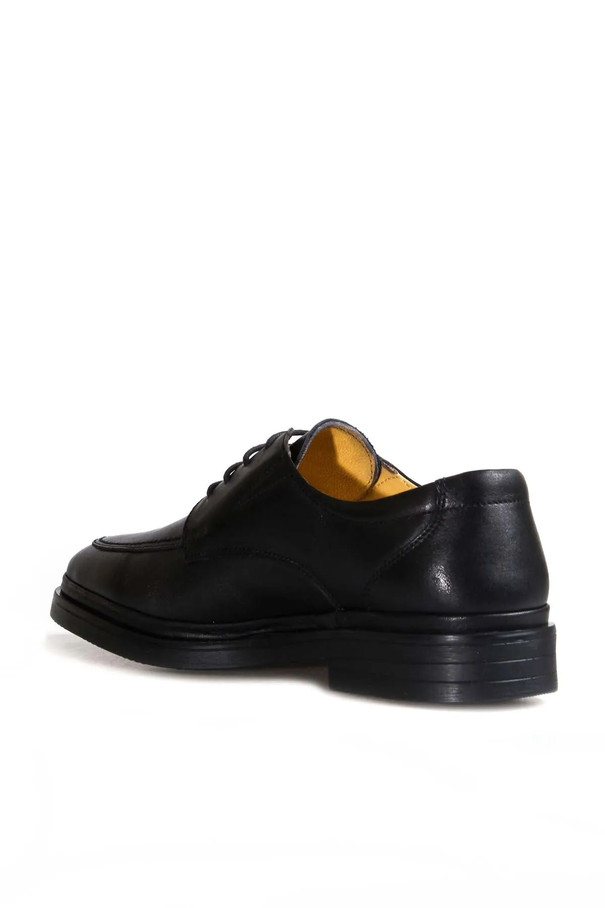 Men's Black Leather Derby Shoes with Moc Toe Stitching - Wessi
