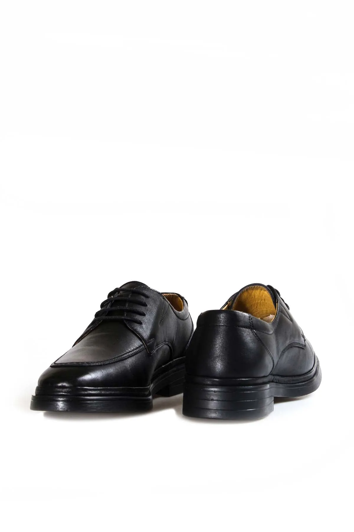 Men's Black Leather Derby Shoes with Moc Toe Stitching - Wessi