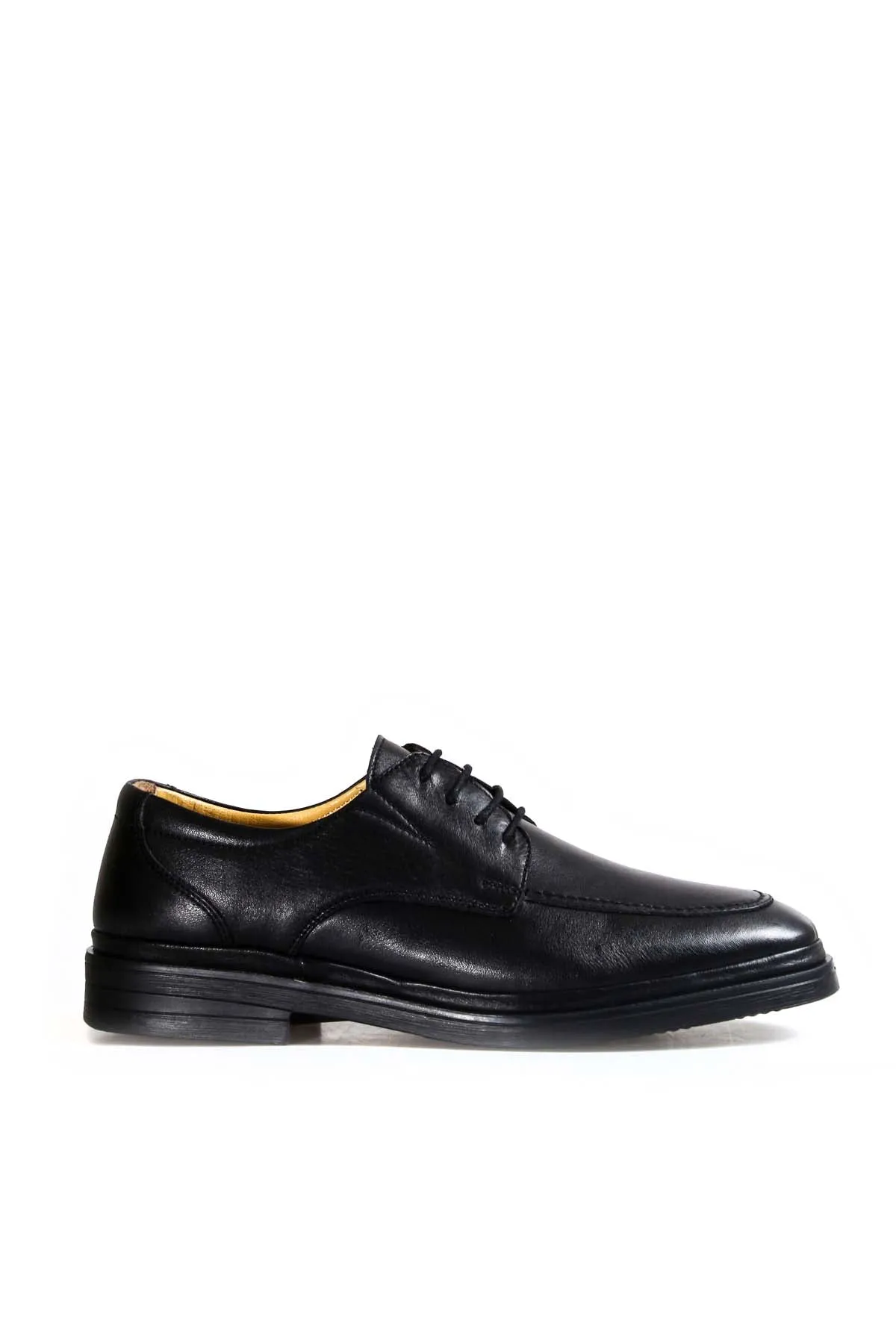 Men's Black Leather Derby Shoes with Moc Toe Stitching - Wessi