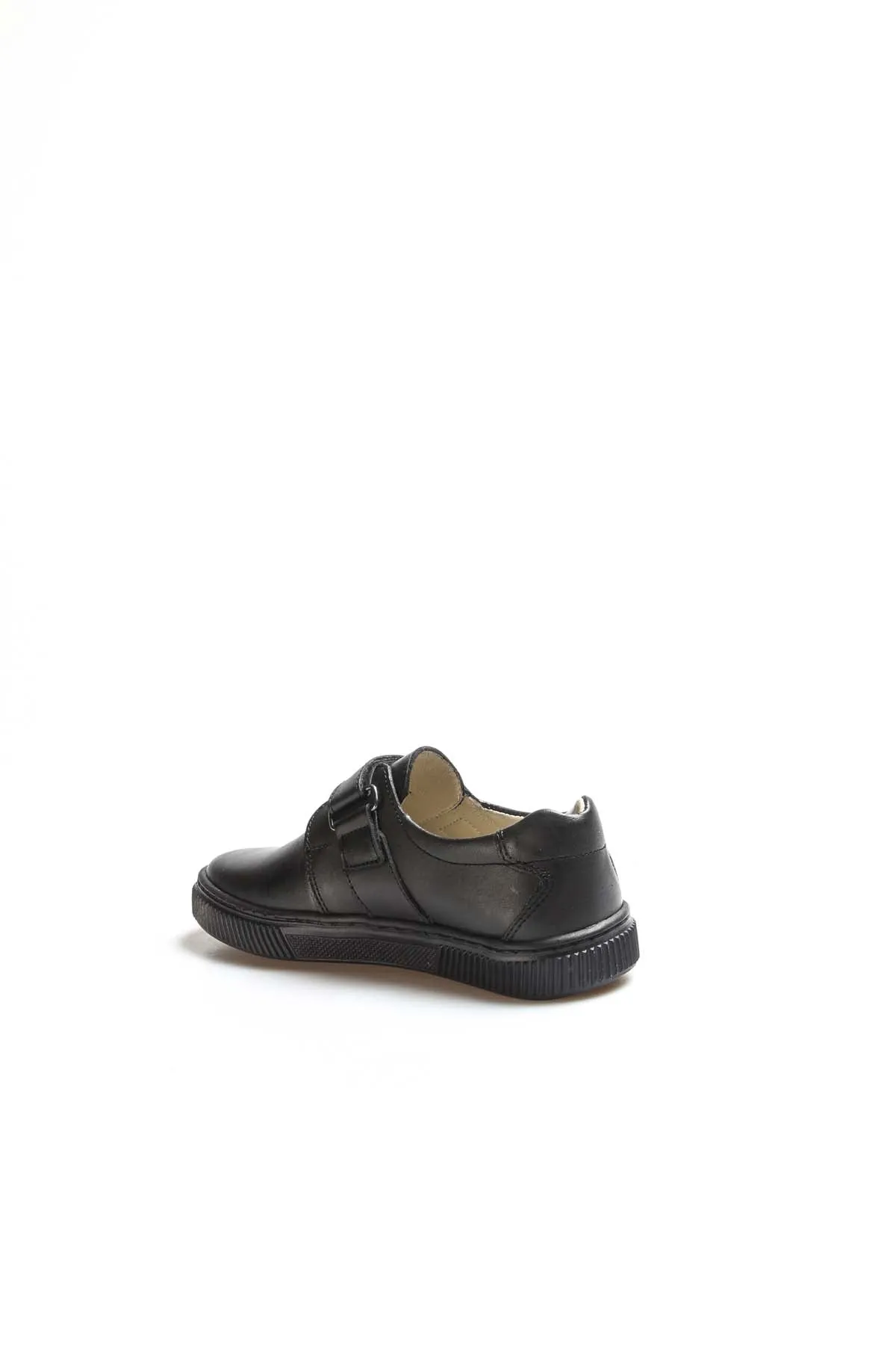 Men's Black Leather Velcro Sneakers-Wessi
