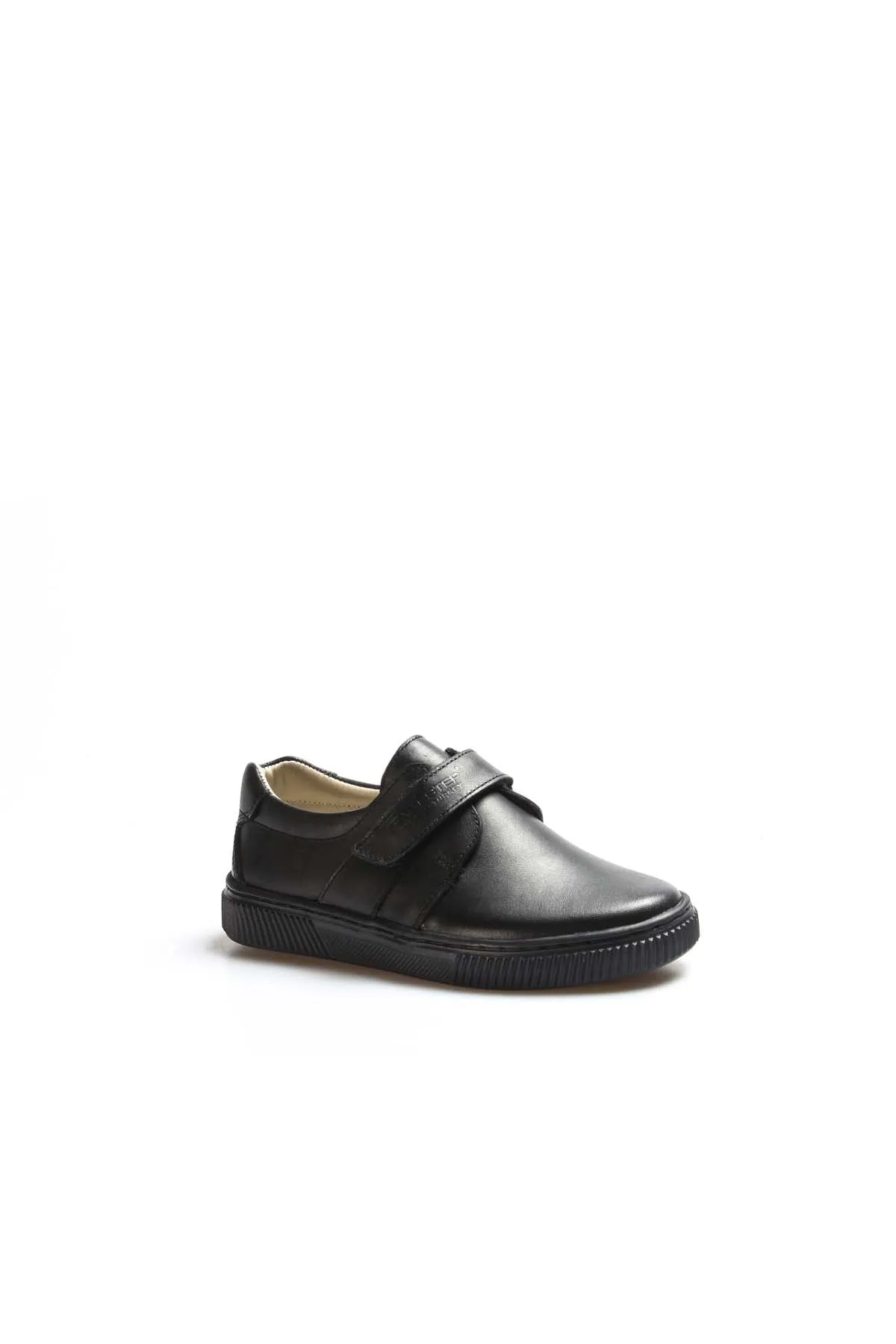 Men's Black Leather Velcro Sneakers-Wessi