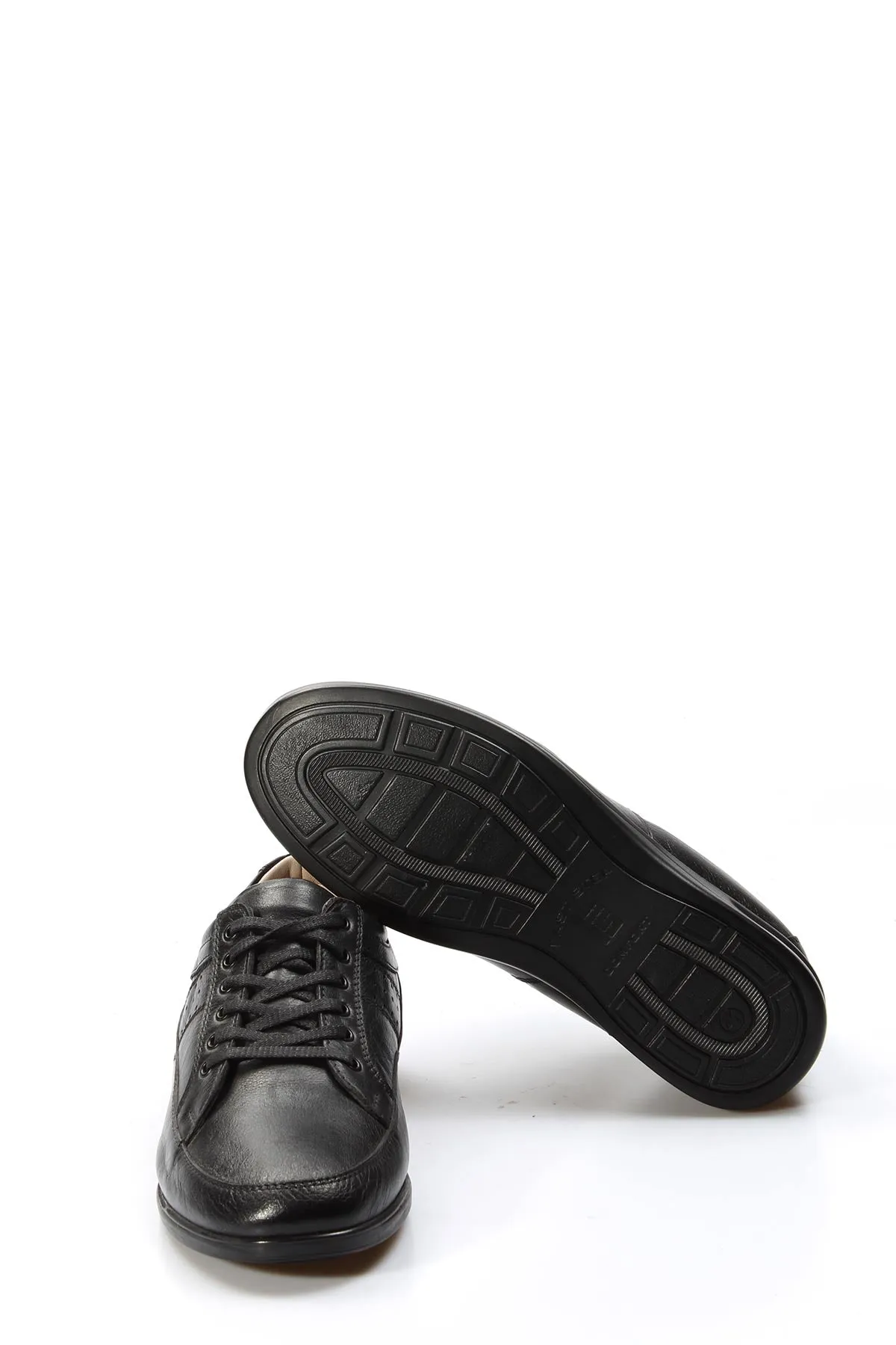 Men's Classic Black Leather Casual Lace-Up Shoes - Wessi