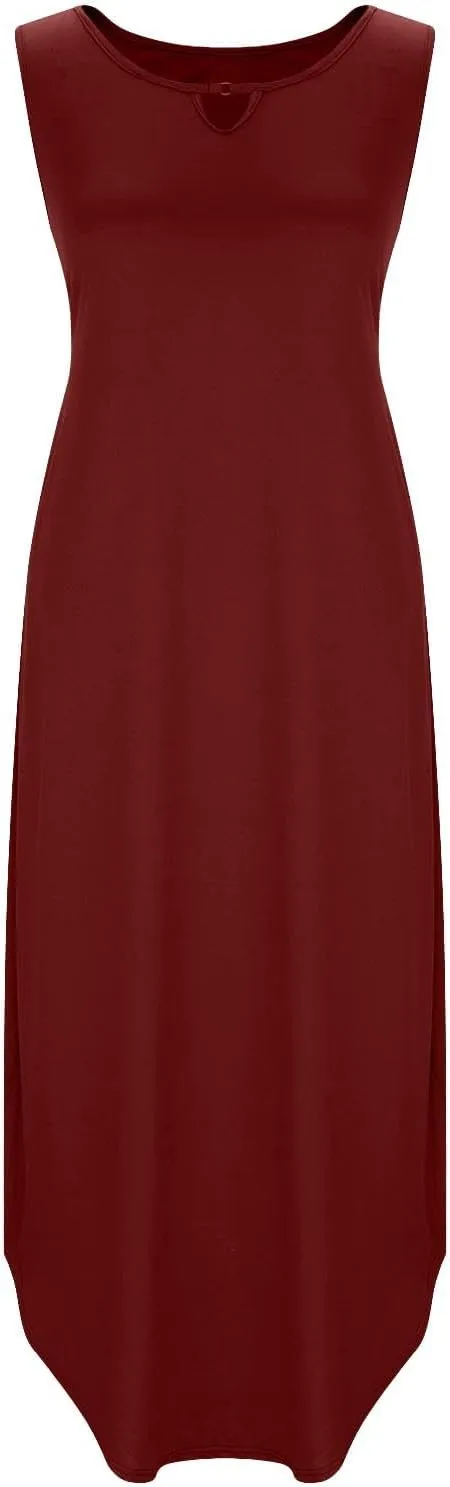 Midi Dresses for Women 2025 Boho V Neck Sleeveless Tank Sundresses Casual Loose Beach Long Maxi Dress Summer Dress
