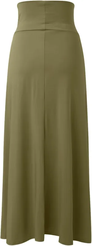 Midi Skirts for Women Womens Double Split Maxi Long Skirt Ladies Plain Basic Two Side Slit 4 22