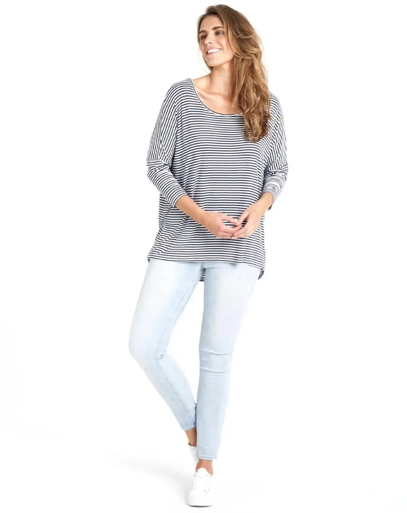 Milan Top - Navy Blue/White Stripe