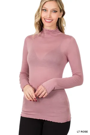 MOCK NECK LAYERING TOP in LT ROSE