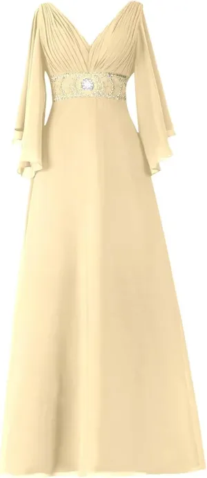 Mother of The Bride Dress Glitter Retract Waist Chiffon Ball Gowns Wedding Evening Dresses Formal