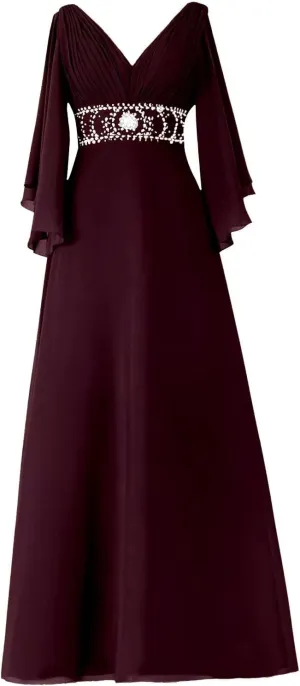 Mother of The Bride Dress Glitter Retract Waist Chiffon Ball Gowns Wedding Evening Dresses Formal