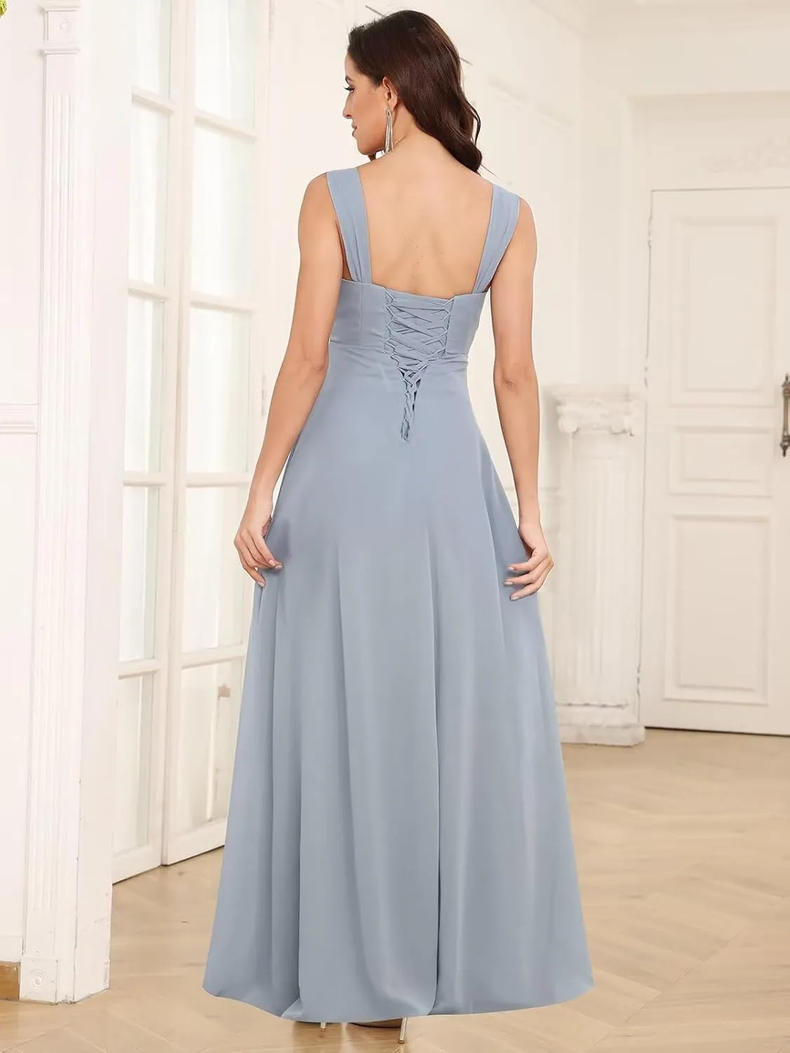 Mother of The Bride Dresses for Wedding 2 Pieces Half Sleeve Chiffon Pleated Formal Dress