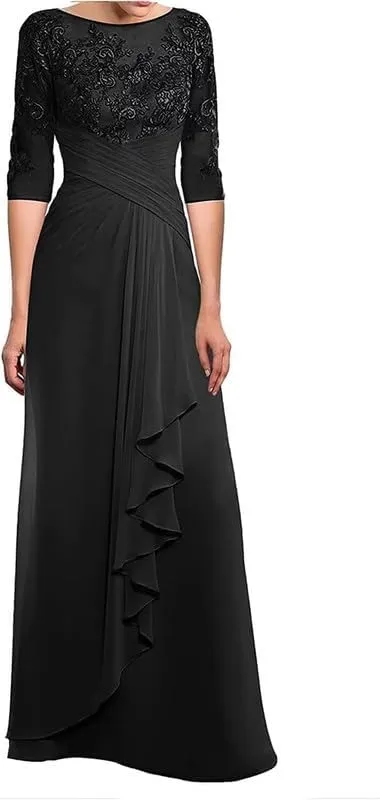Mother-of-The-Bride-Dresses-for-Wedding Long Chiffon Lace Formal Evening Gown
