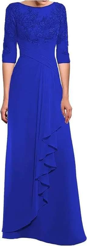 Mother-of-The-Bride-Dresses-for-Wedding Long Chiffon Lace Formal Evening Gown