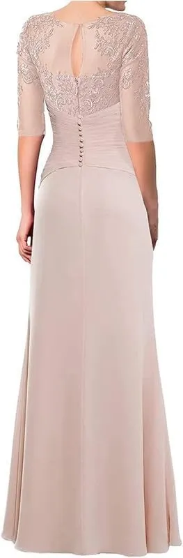 Mother-of-The-Bride-Dresses-for-Wedding Long Chiffon Lace Formal Evening Gown