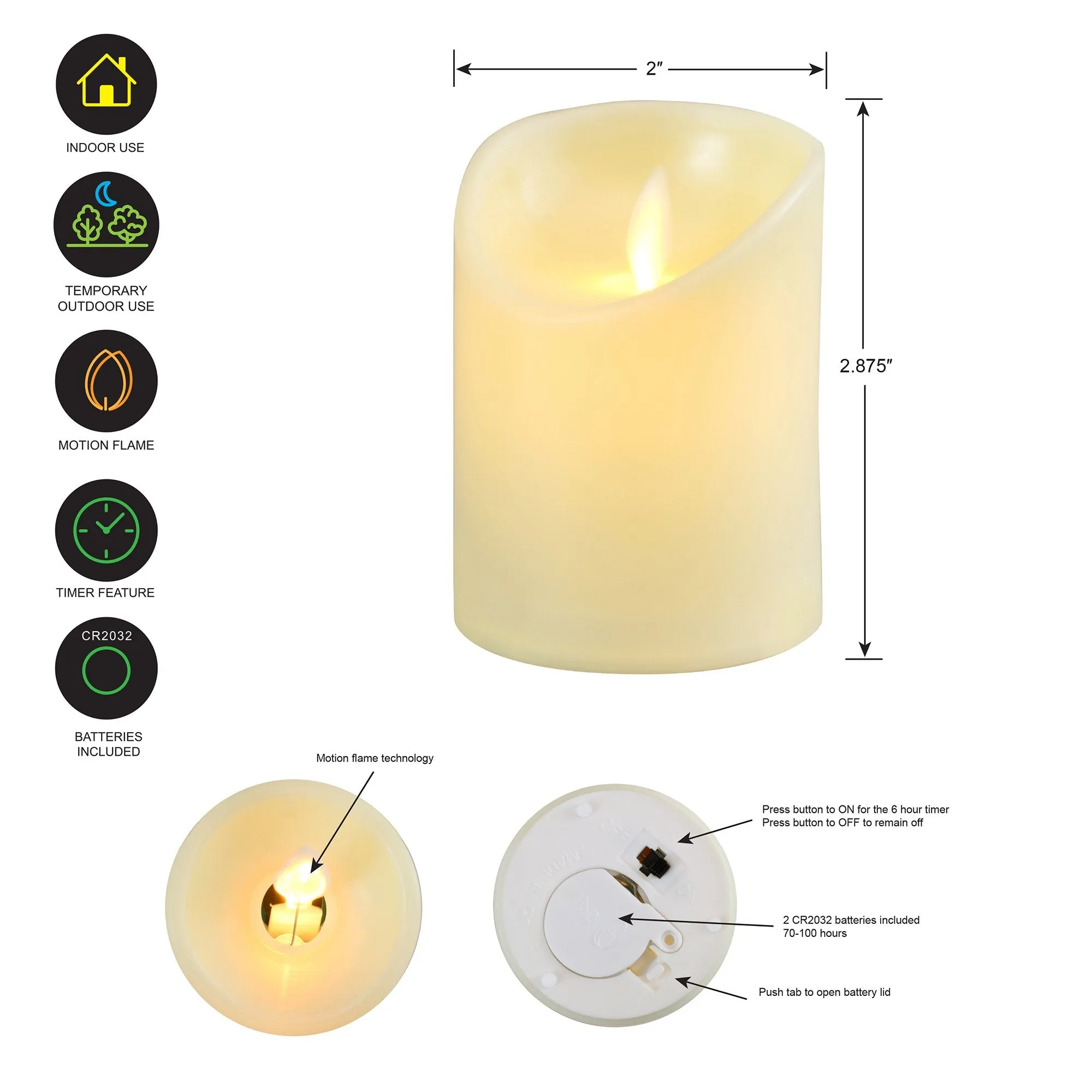 Moving Flame Battery Operated LED Votives