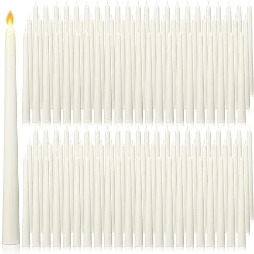 MTLEE 48 Pcs 10 Inch Taper Dripless Fumeless Unscented Candle Unscented Candlesticks Long Burning Paraffin Wax with Cotton Wicks Candle for Wedding, Festival and Special Occasions Decoration (Ivory)