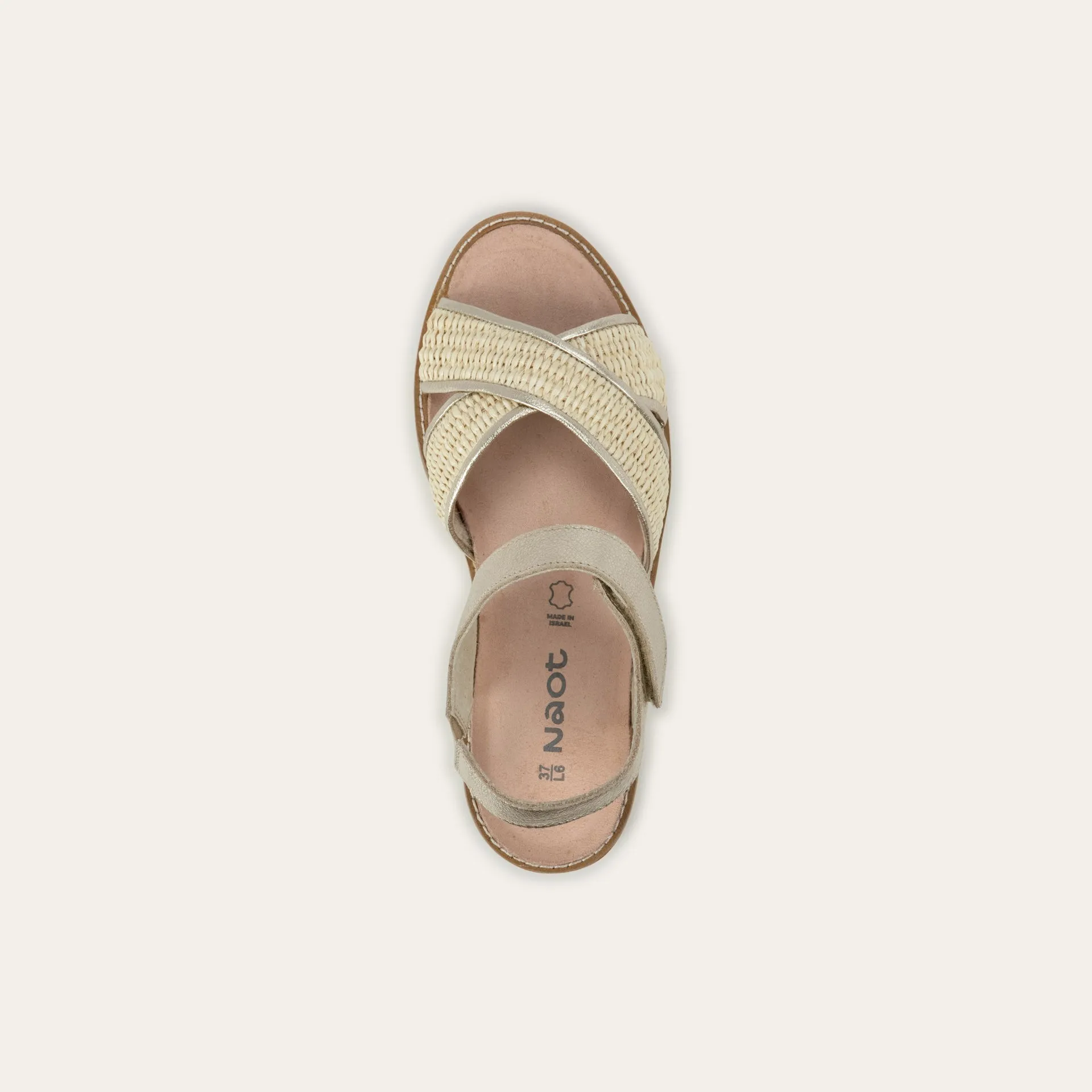 NAOT Pavlova Sandal - Radiant Gold Leather / Blonde Raffia