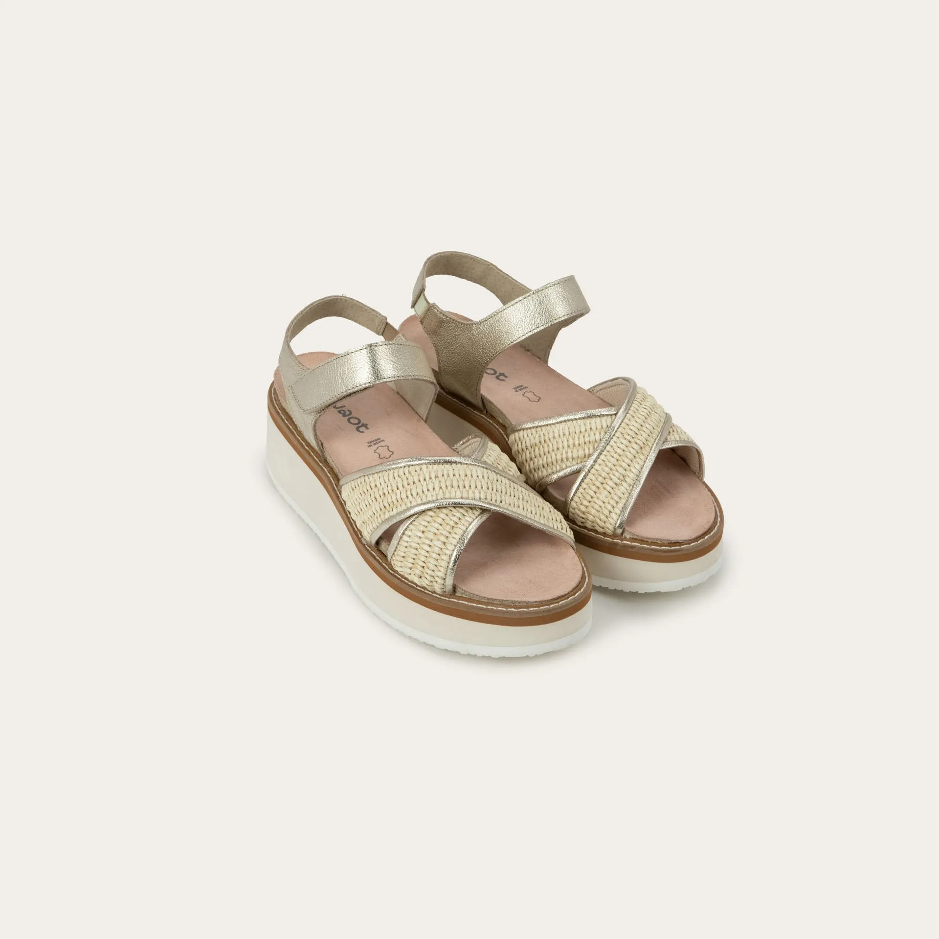 NAOT Pavlova Sandal - Radiant Gold Leather / Blonde Raffia