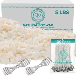 Natural Soy Wax For Candle Making - 5lbs Natural Soy Wax - 100 6-Inch Pre