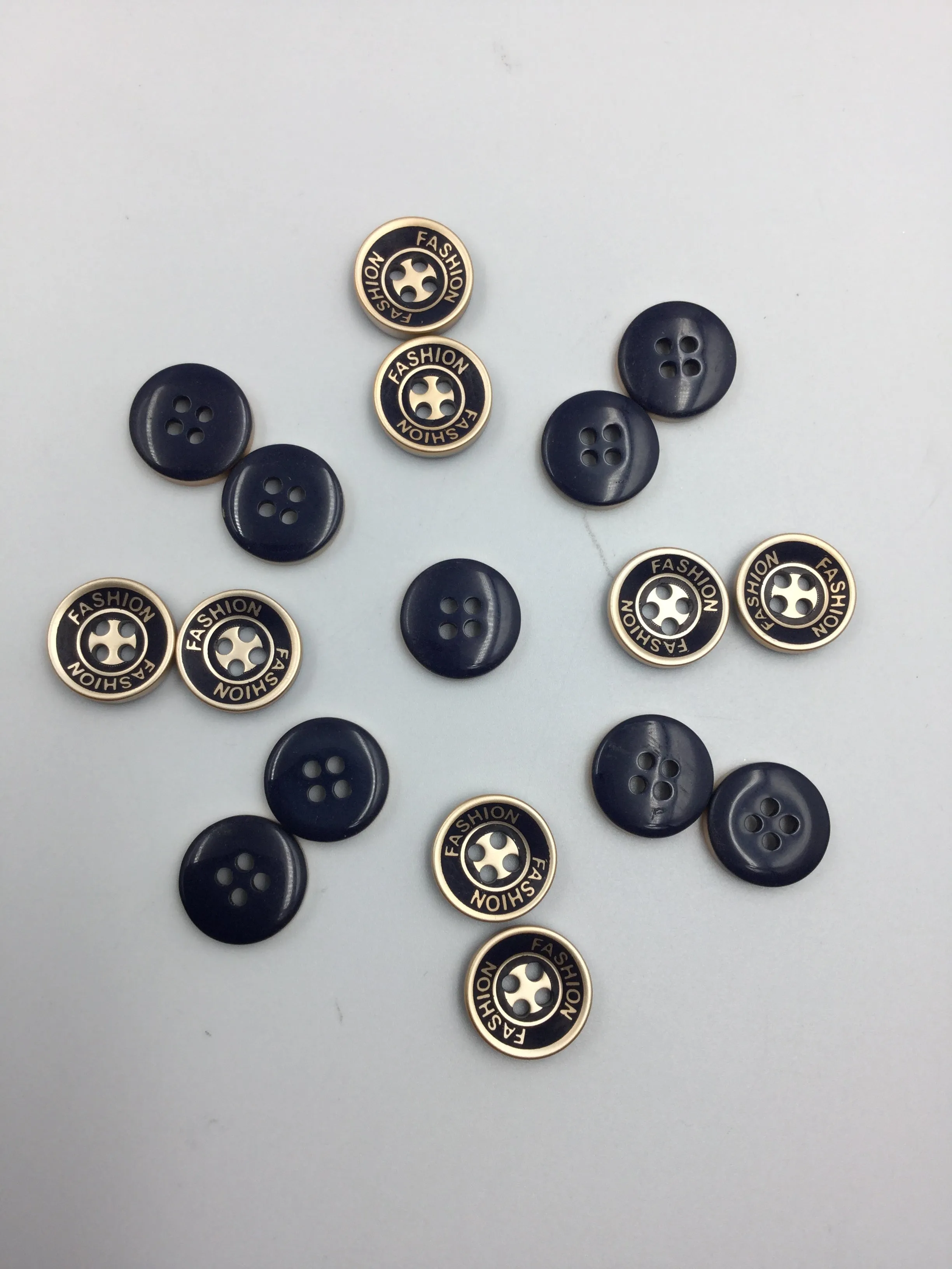 Navy Blue & Golden Plastic Circular Button