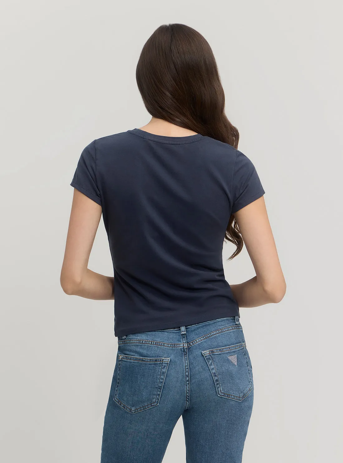 Navy Short Sleeve Studded Wings Logo T-Shirt
