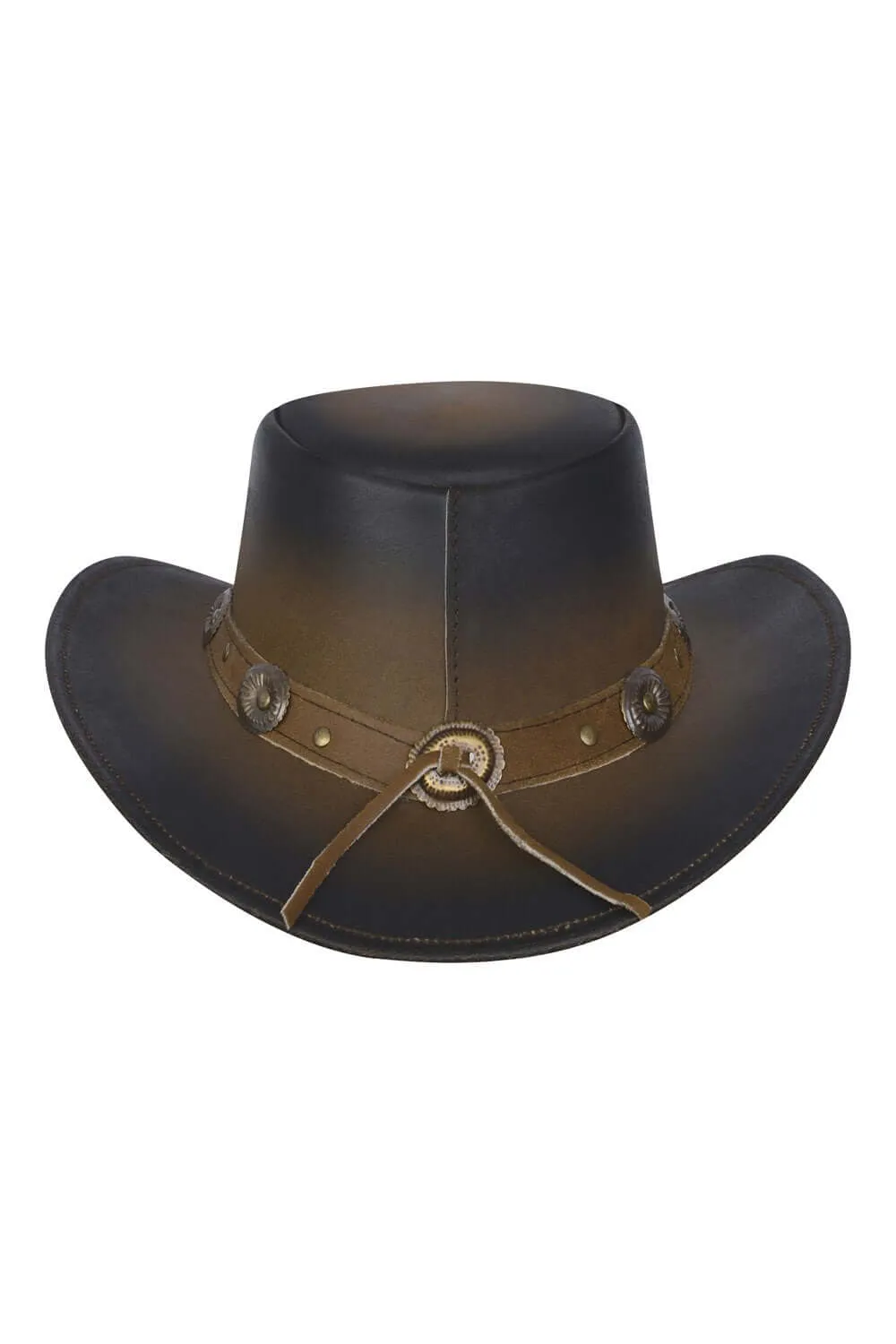 New Leather Cowboy Western Aussie Style Hat Conchos