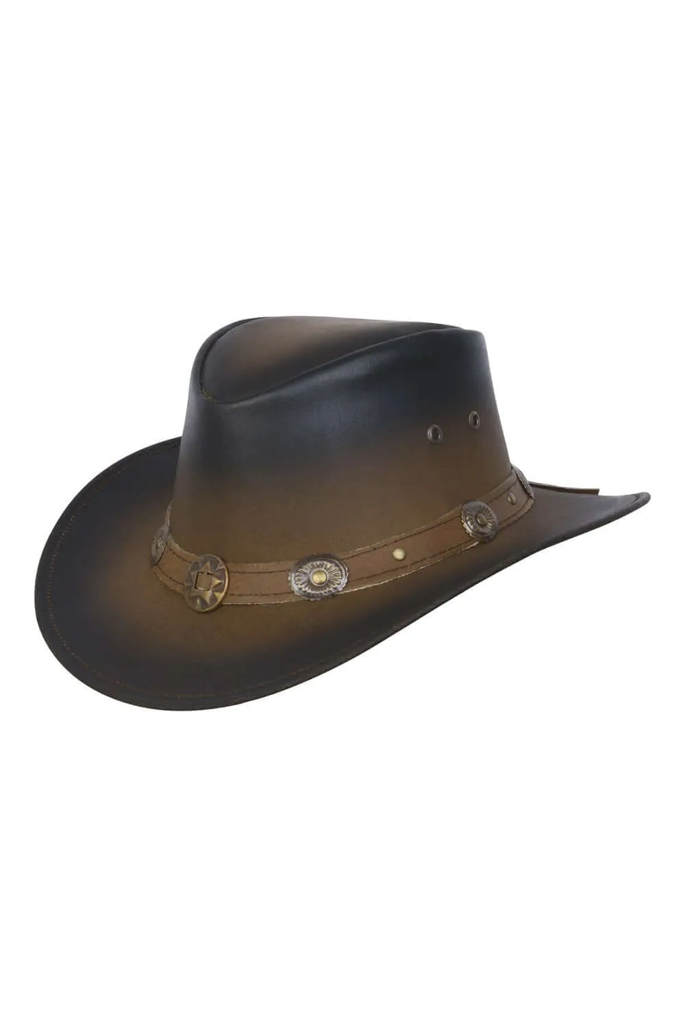 New Leather Cowboy Western Aussie Style Hat Conchos