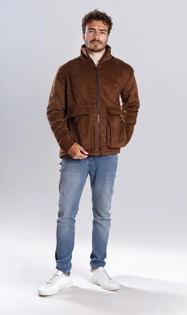 o199940-CORDUROY JACKET - BROWN