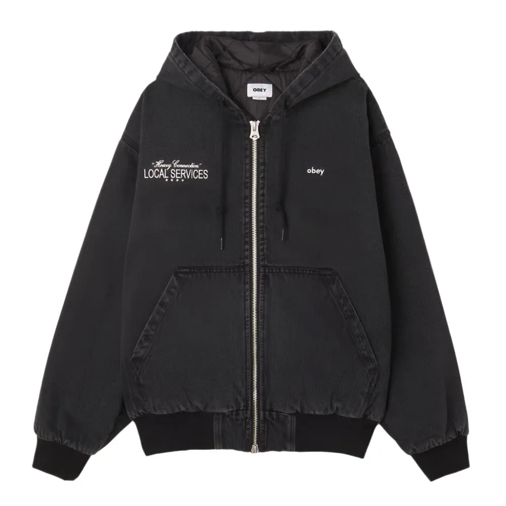 OBEY LOCAL SERVICE ZIP UP HOOD // FADED BLACK