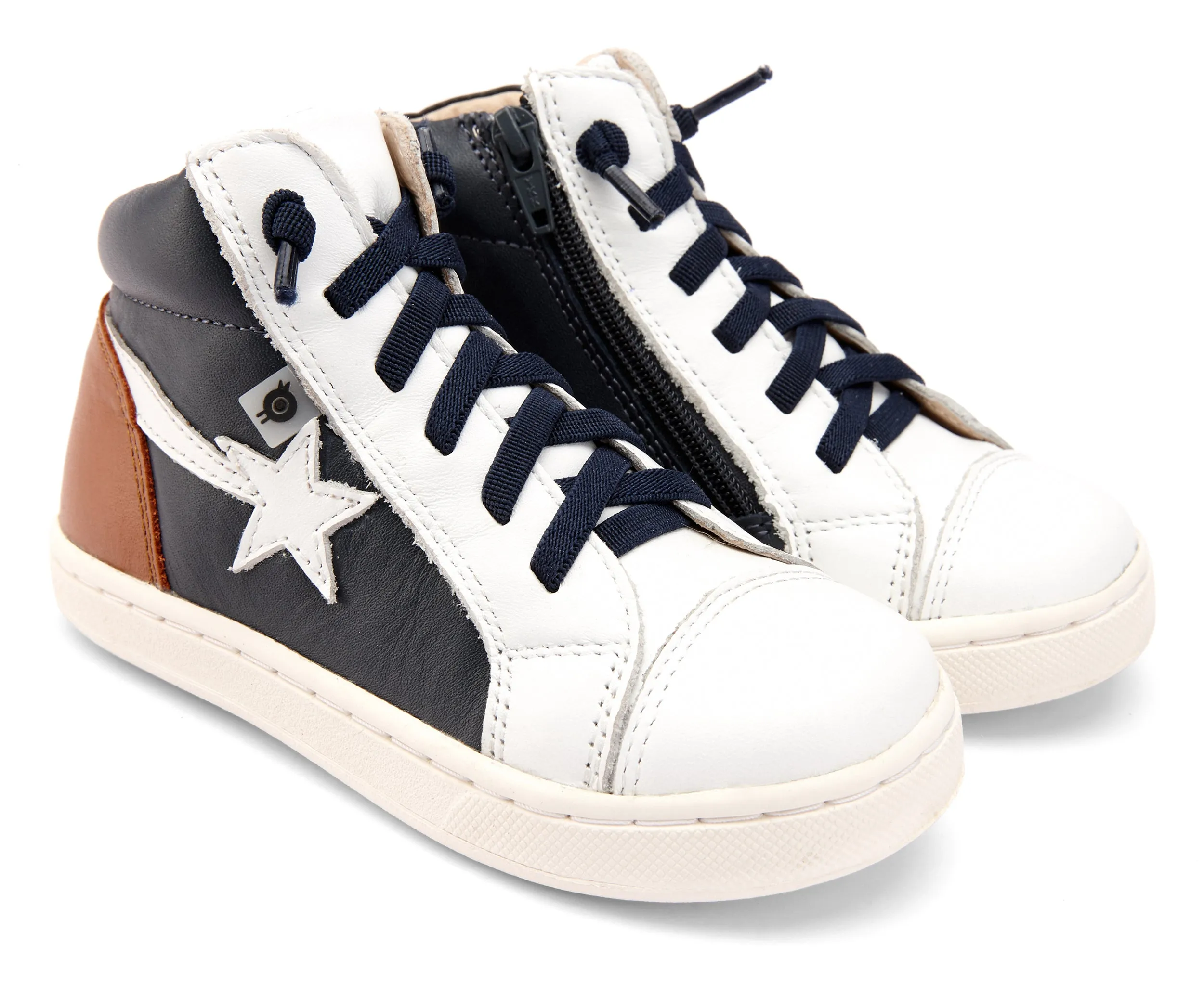 Old Soles Girl's and Boy's 6117 Shoot-High Sneaker - Navy/Snow/Tan