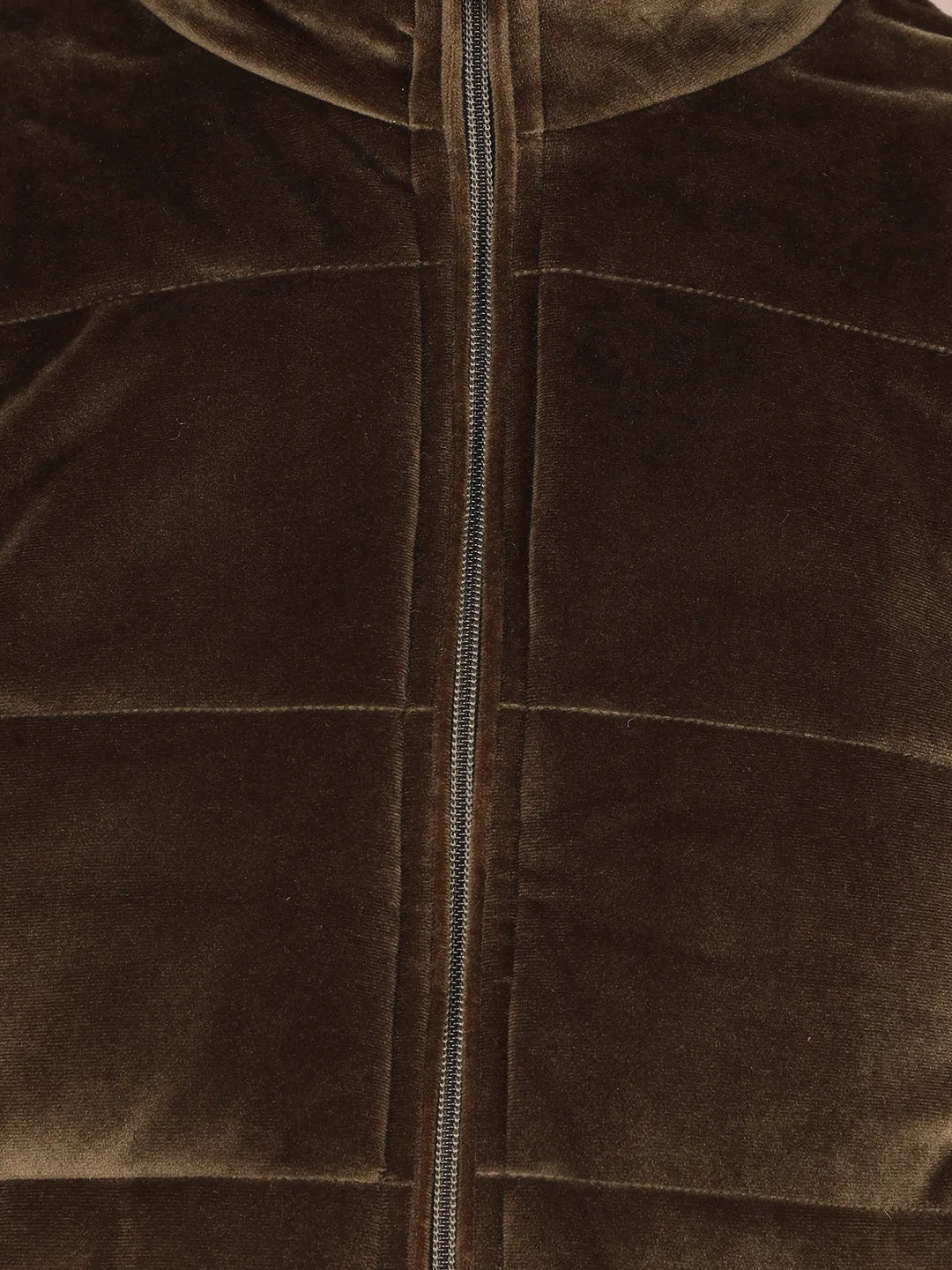 Olive Quilted High Neck Jacket