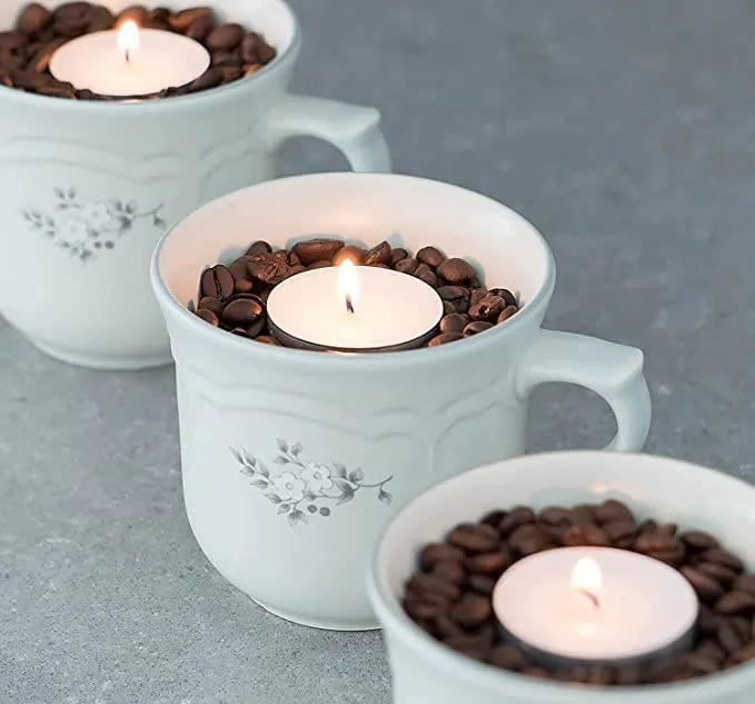 Omfoo Smokeless Tea Lights Unscented Pressed Wax Candles 8-9 Hour Approx Burning Time Paraffin Wax Mega T Light Candle for Home Decor, First Night of Marriage Decor, Wedding Receptions (Pack of 50)