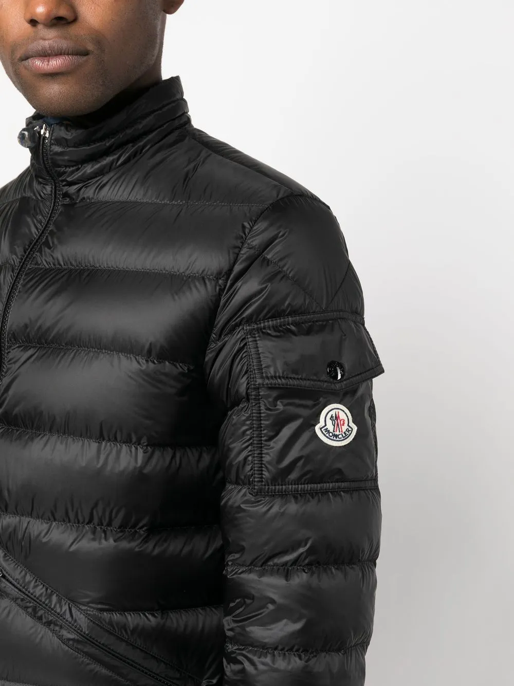 padded zip-up down jacket