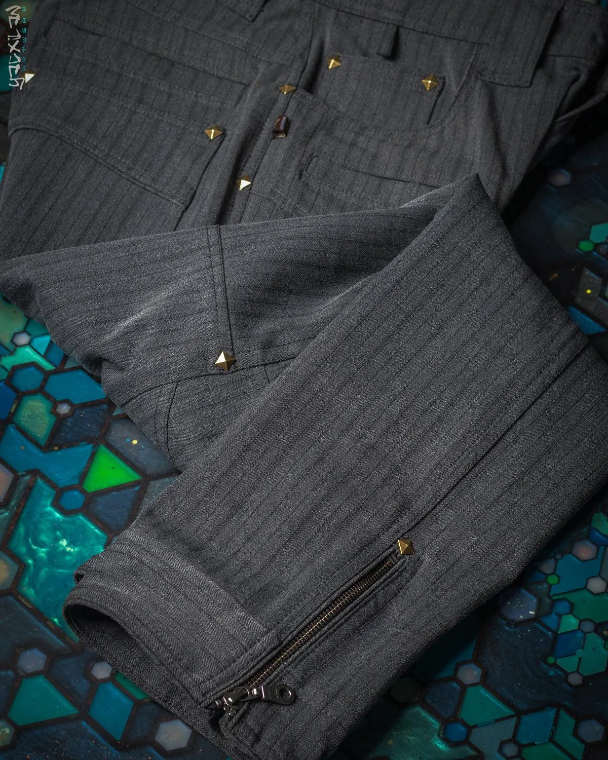 Pants Men / TR Screenprint - Grey Strippes HERRINGBONE