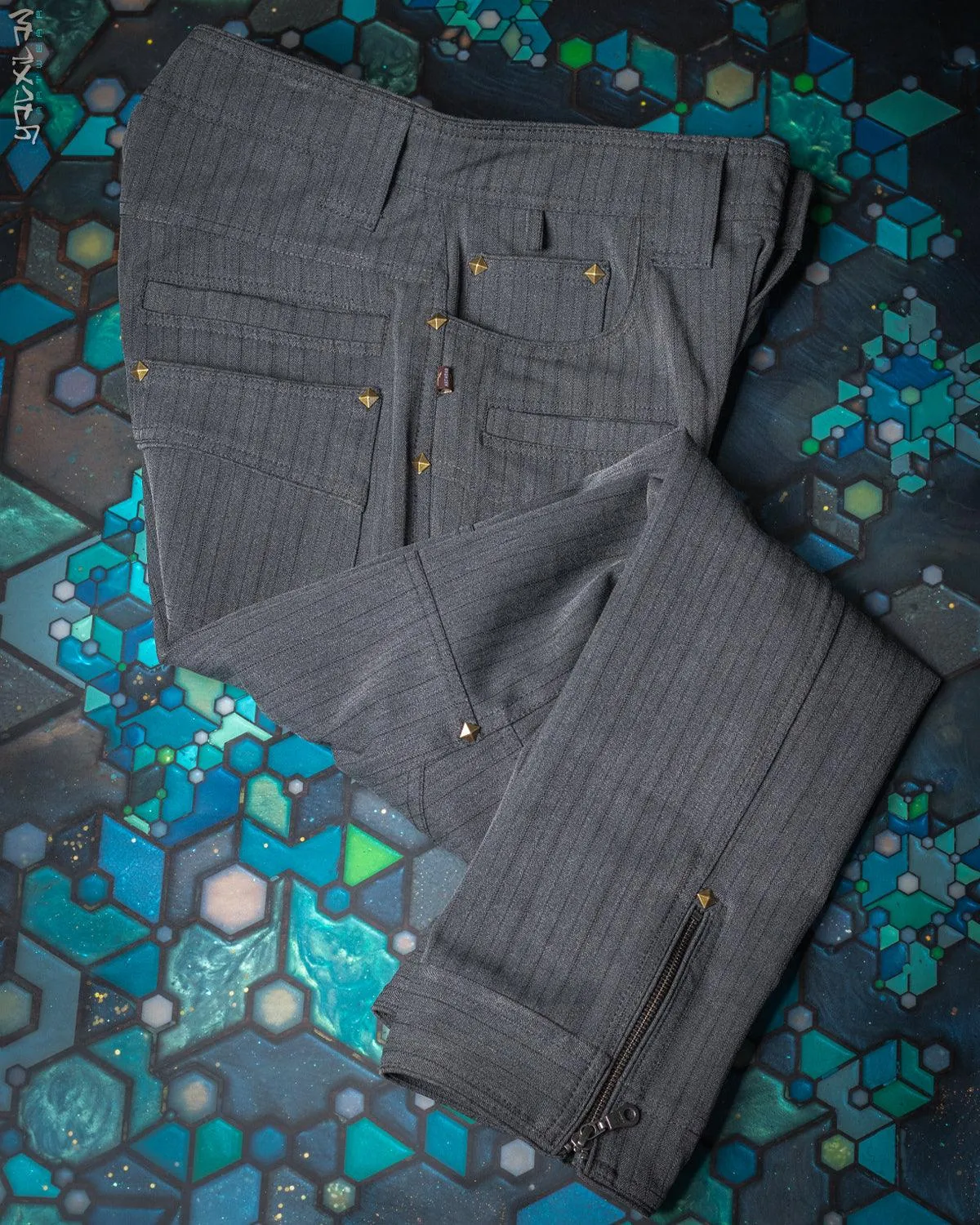 Pants Men / TR Screenprint - Grey Strippes HERRINGBONE