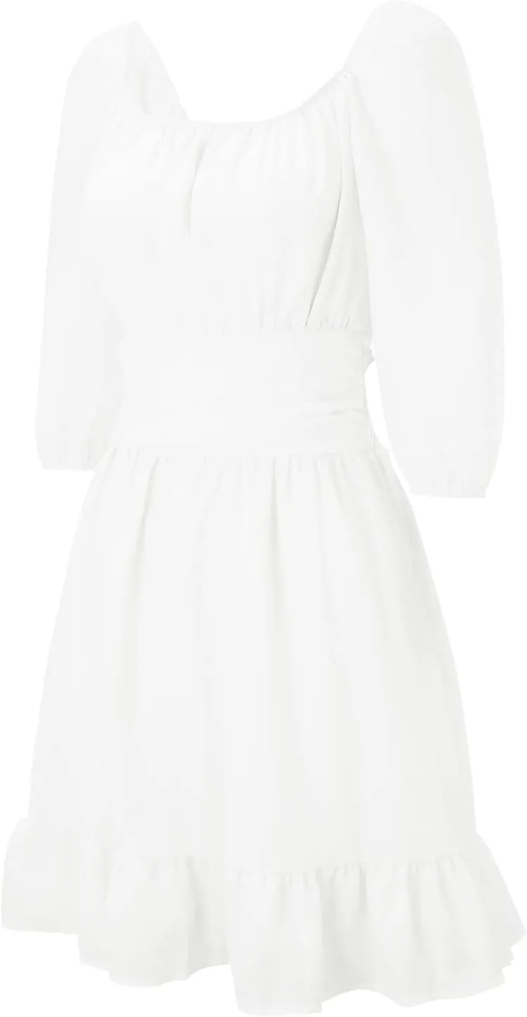 Party Dresses for Women Off Shoulder Ruffle Short Sleeve Mini Dress Tie Back Flowy A-Line Summer Casual Sundress