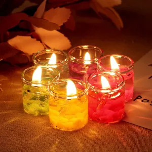 Party Propz Candles for Home Decor - 24 Pcs, Cute Little Glass Jelly Candles | Room Decoration Light Candles | Diwali Decoration Items | Wax Candles for Christmas Decoration Home | Candles for Diwali