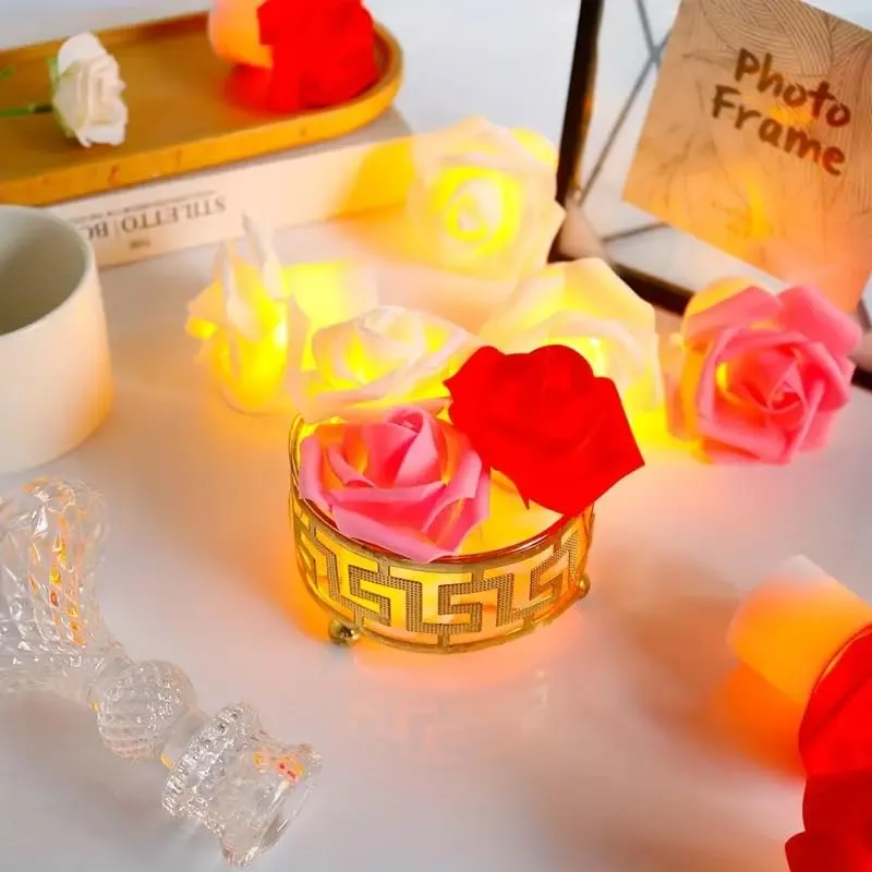 PELO Led Light Diwali Rose Flower Candles/Home Decoration Tealight Candles and Smokeless Candles for Diwali Festival Items Set of 12 Pack of 1