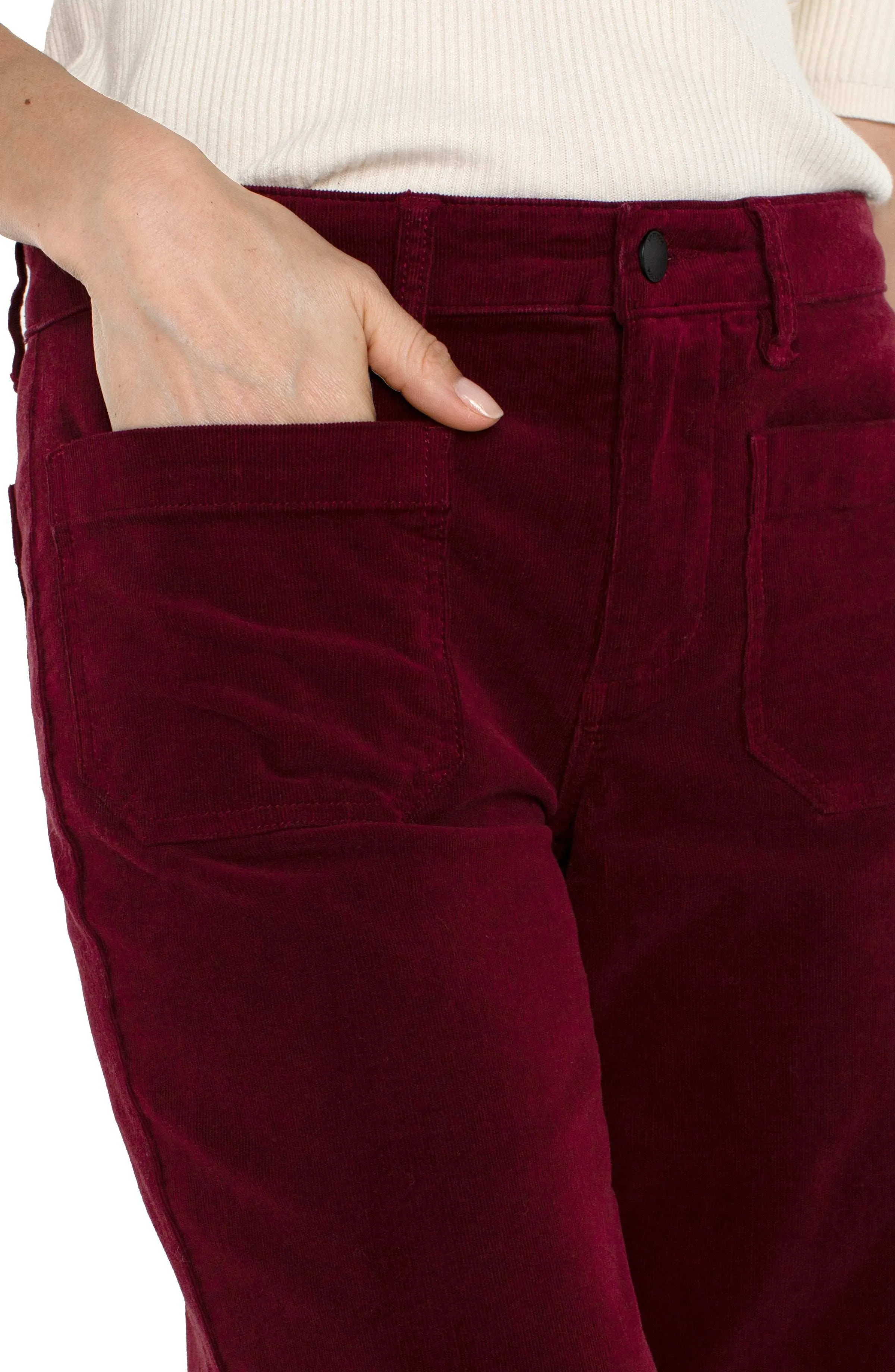 PETITE CORDUROY CROP WIDE LEG