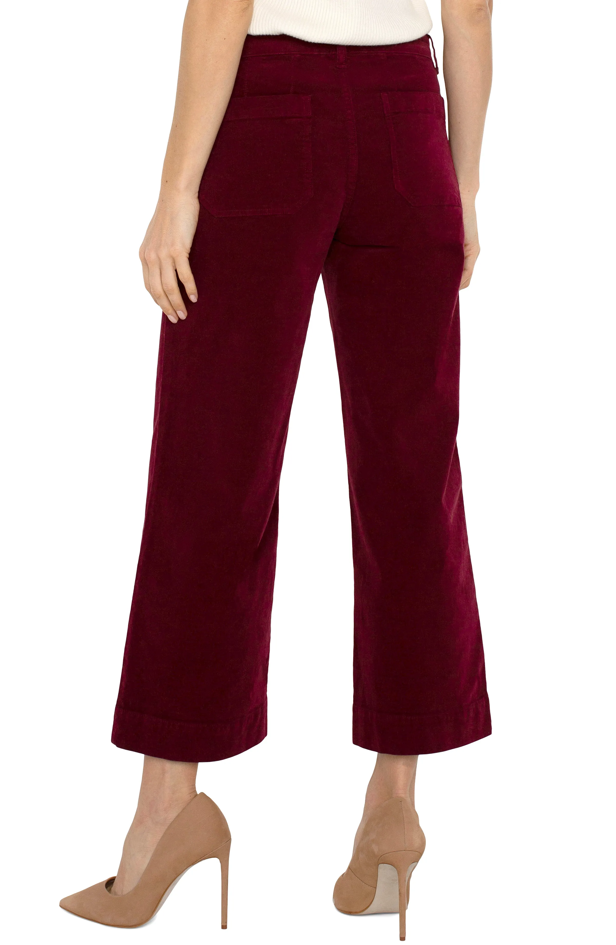 PETITE CORDUROY CROP WIDE LEG