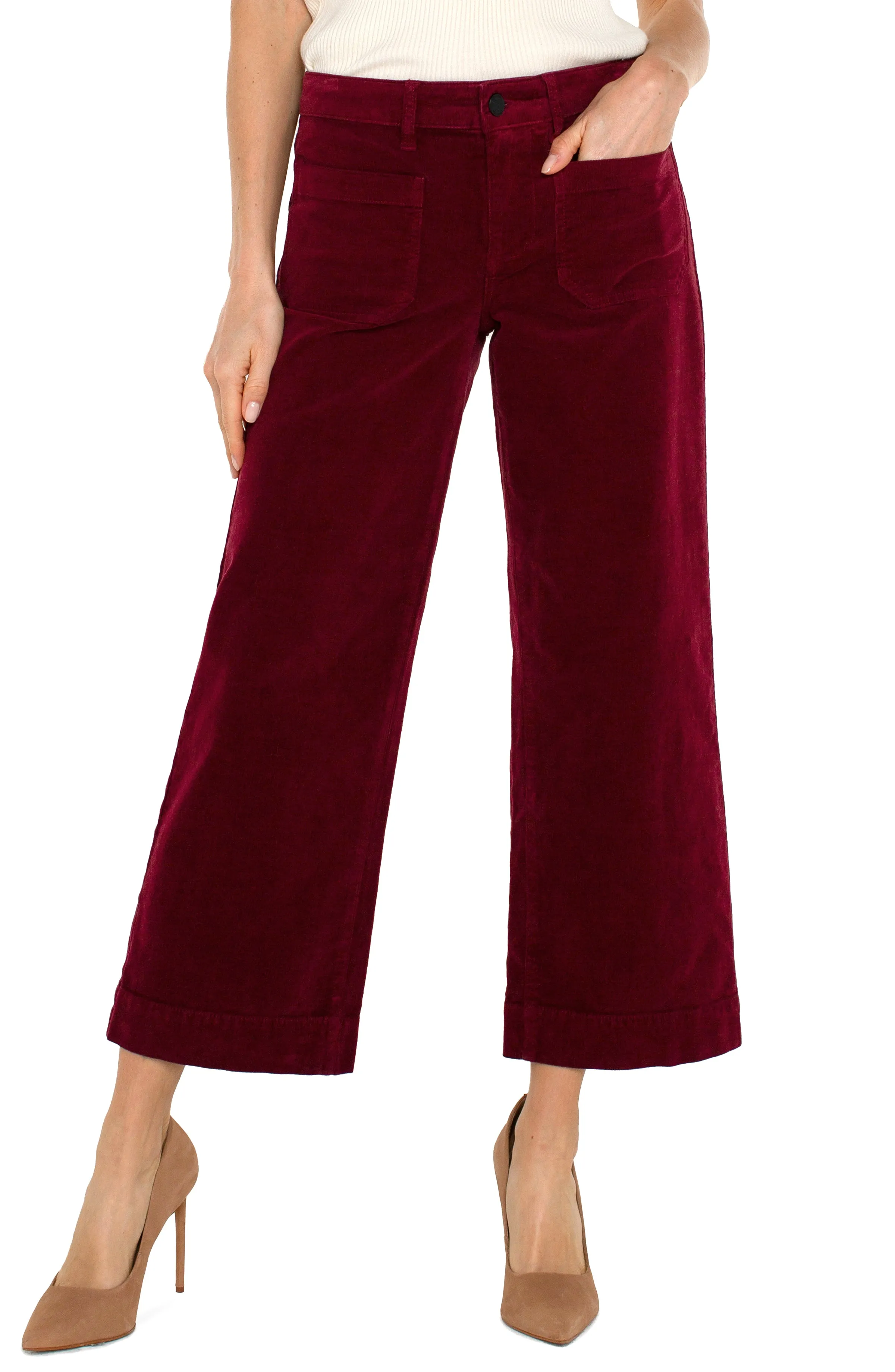 PETITE CORDUROY CROP WIDE LEG