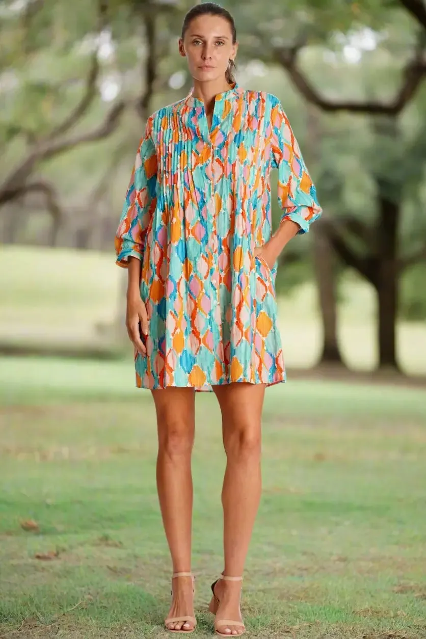 Pleated Mini Shirtdress