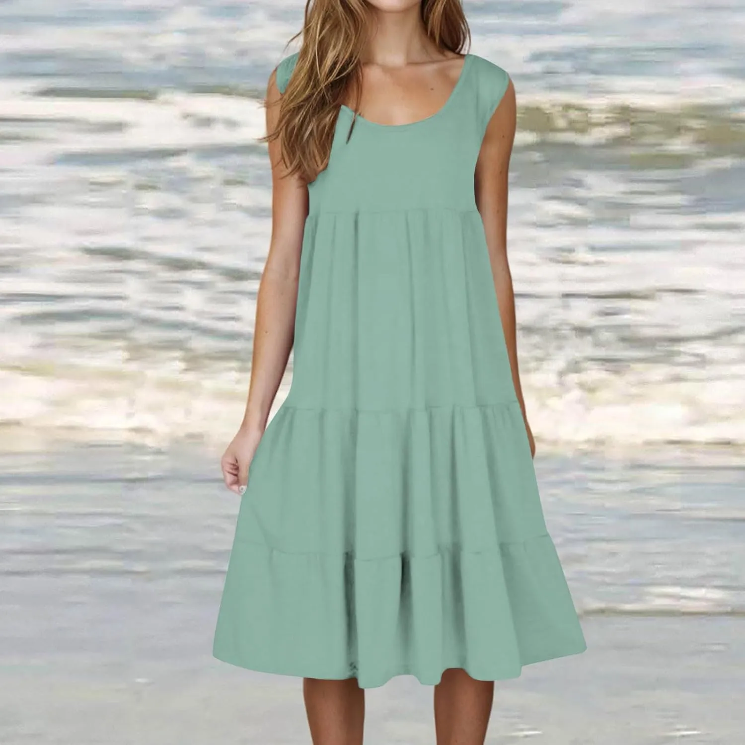 Plus Size Dresses for Curvy Women Fashion Pleated A Line 2025 Summer Dress Casual Beach Vacation Midi Sundress