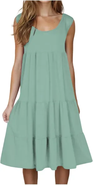 Plus Size Dresses for Curvy Women Fashion Pleated A Line 2025 Summer Dress Casual Beach Vacation Midi Sundress