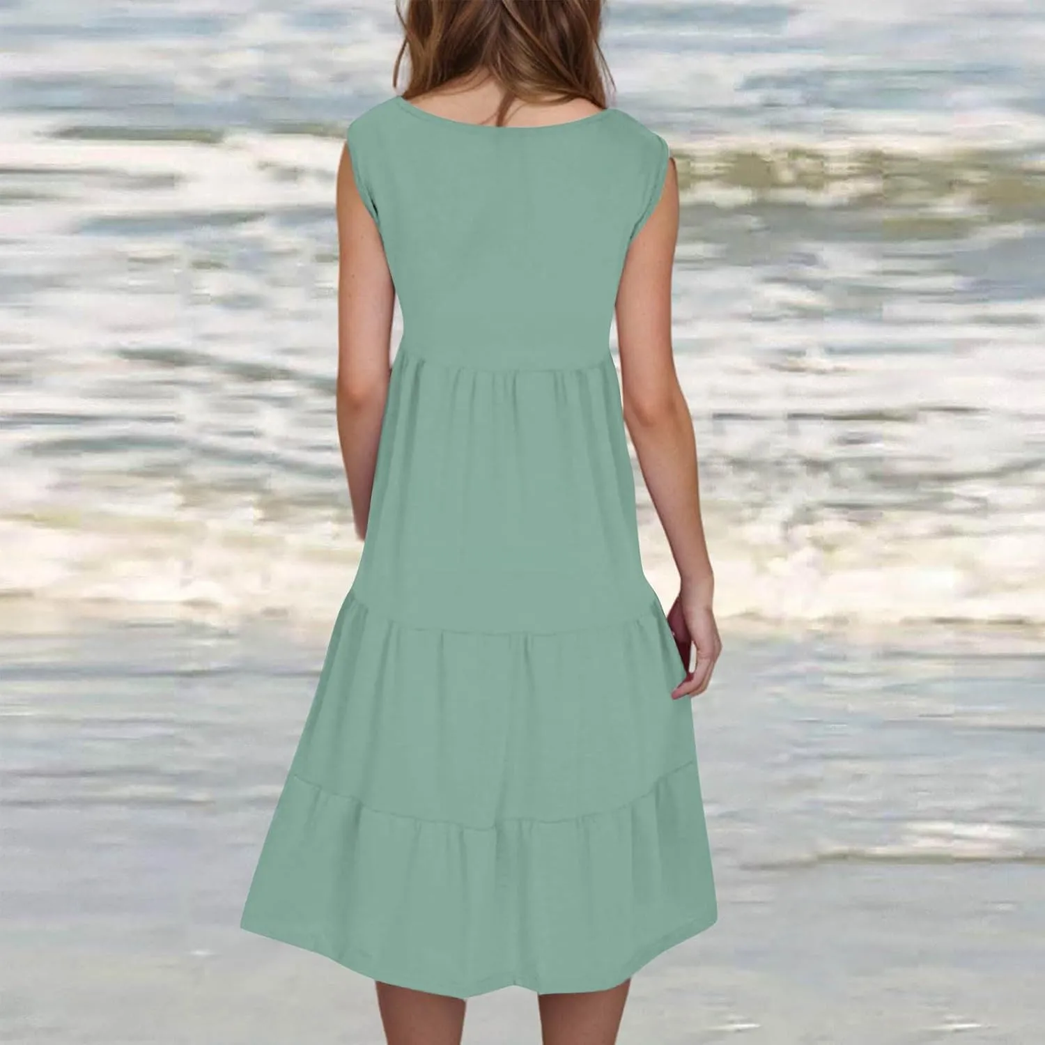 Plus Size Dresses for Curvy Women Fashion Pleated A Line 2025 Summer Dress Casual Beach Vacation Midi Sundress