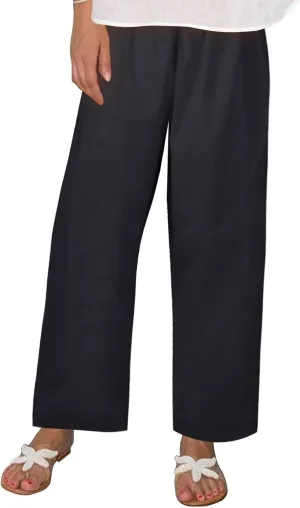 Plus Size Linen Cropped Pants for Women Summer Petite Lightweight Wide Leg Palazzo Elastic Waist Ladies Capri Pants