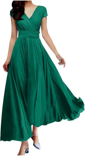 Plus Size Maxi Dresses for Women Long Dress Casual Sundresses Sexy V Neck Party Wrap Dress Flowy Vacation Dresses