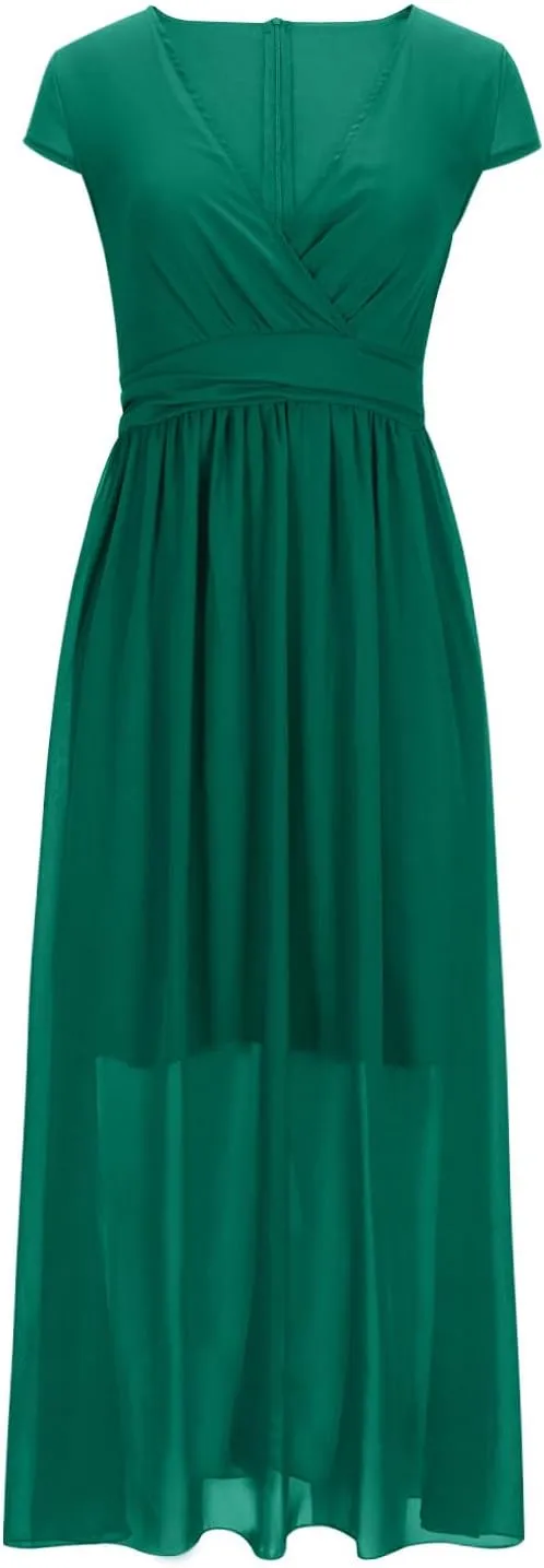 Plus Size Maxi Dresses for Women Long Dress Casual Sundresses Sexy V Neck Party Wrap Dress Flowy Vacation Dresses