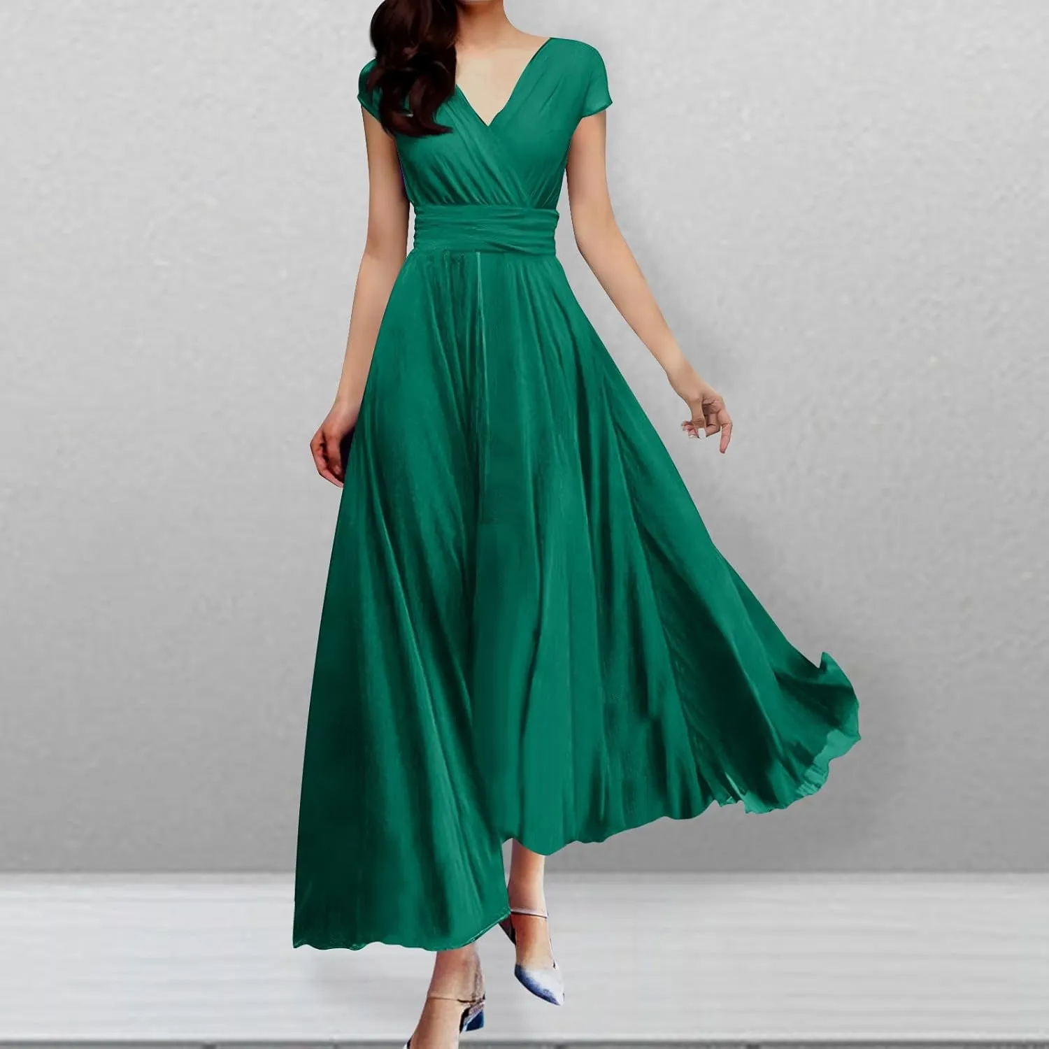 Plus Size Maxi Dresses for Women Long Dress Casual Sundresses Sexy V Neck Party Wrap Dress Flowy Vacation Dresses